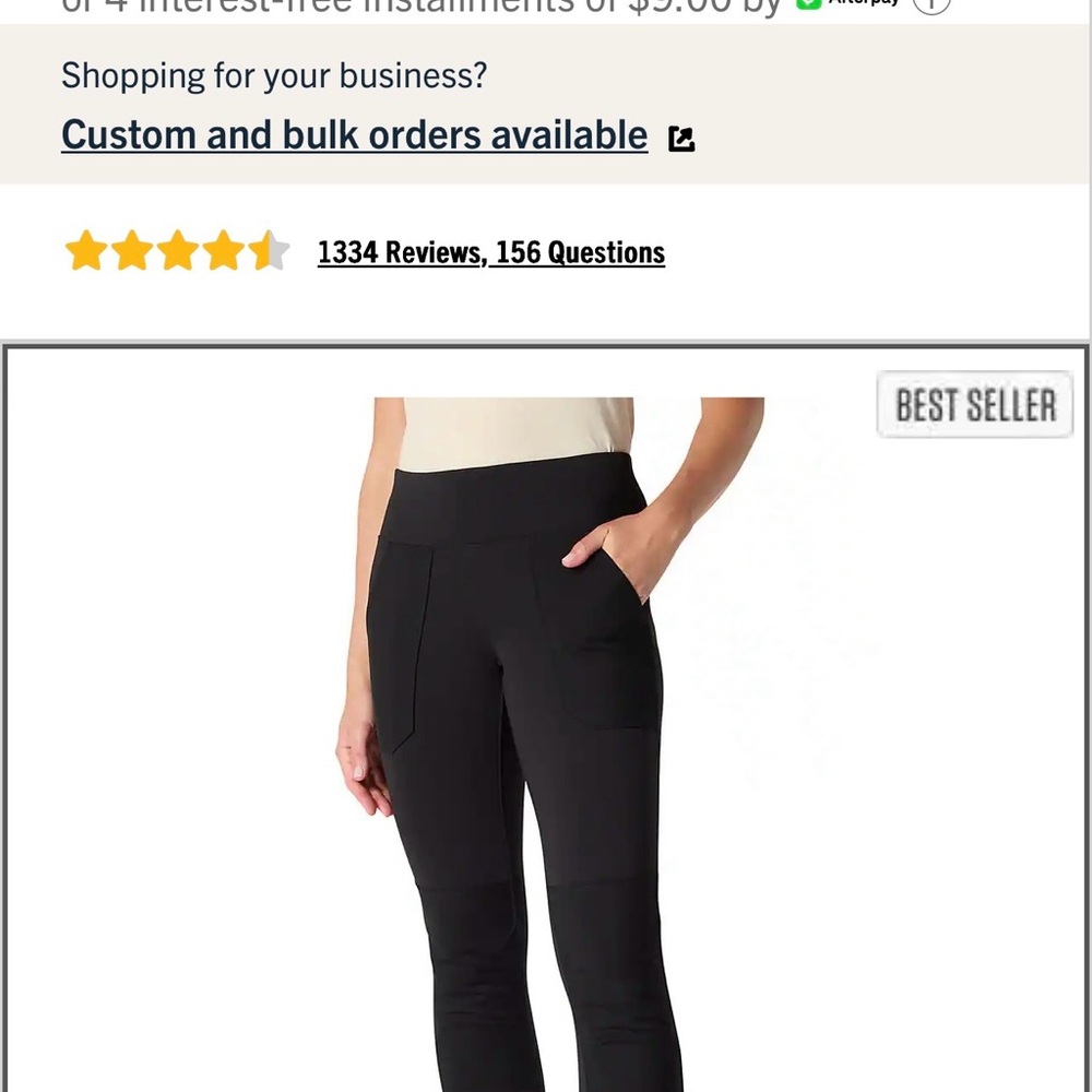 Carhartt Black High-Waist Ponte Leggings with Front Pockets